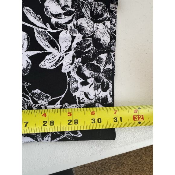 G.I.L.I. Pants Womens Size XL Black White Floral Jetsetter Side Slit Wideleg - Picture 10 of 12